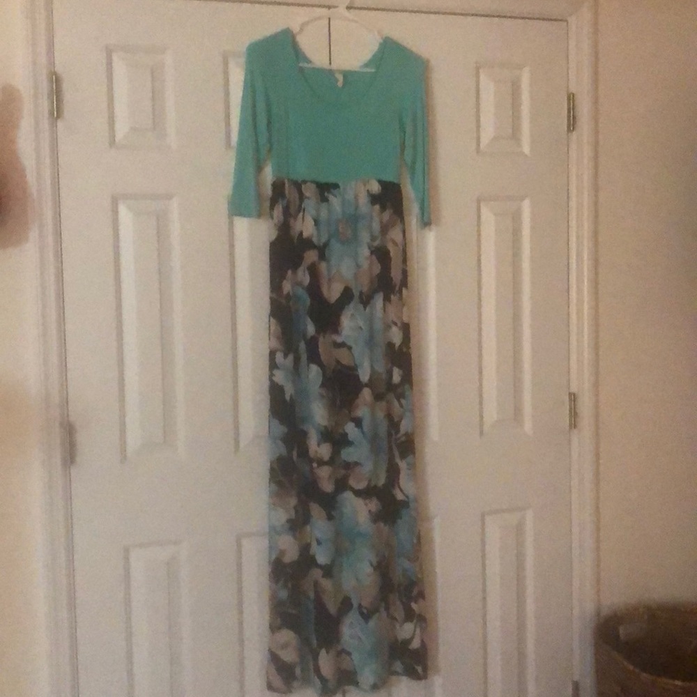 Teal floral dress
